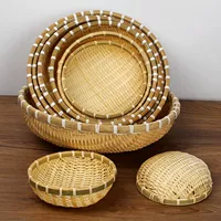 Бамбуковая циркулярная круговая пепка, бамбуковое сито крикет, корзина для хранения продуктов с бамбуком фермеров, дом с корзиной для корзины с фруктами.