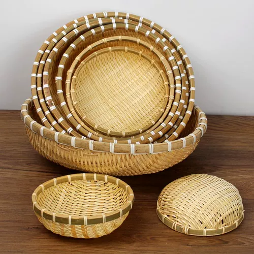 Бамбуковая циркулярная круговая пепка, бамбуковое сито крикет, корзина для хранения продуктов с бамбуком фермеров, дом с корзиной для корзины с фруктами.