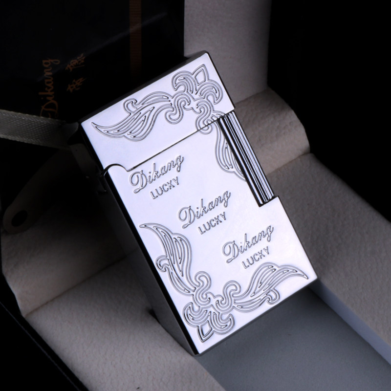 朗声打火机侧滑轮充气金属富贵花高档钢音响铜送贵族男士商务礼品