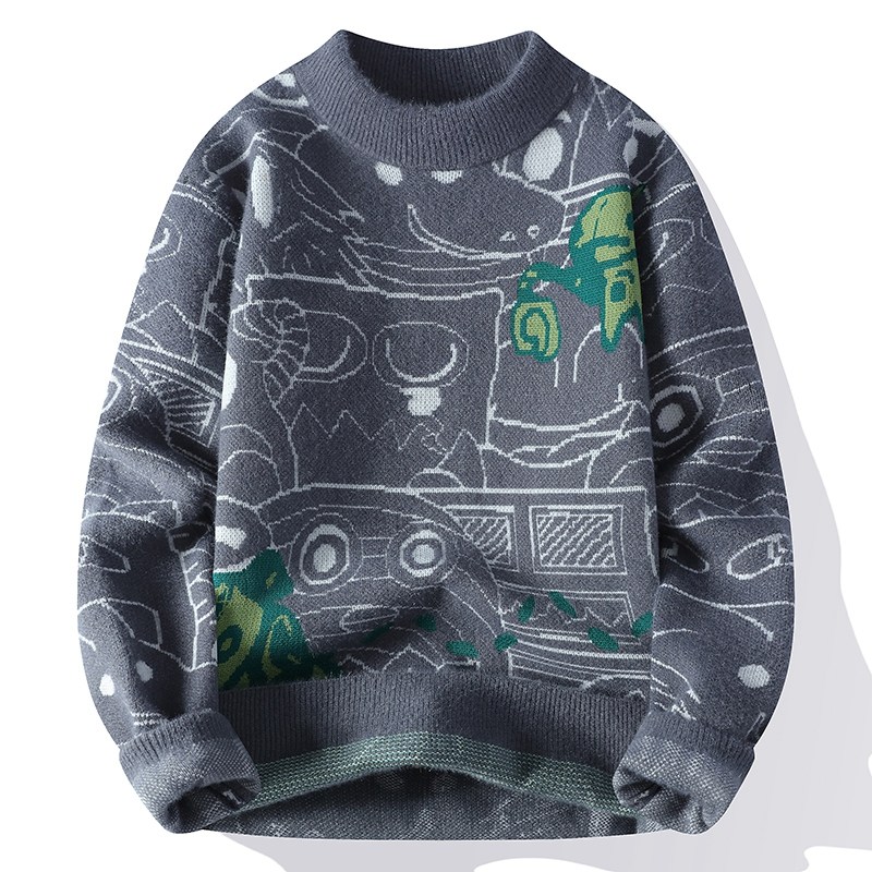 高档品质2025男士毛衣半高领打底针织衫加绒加厚保暖长袖卫衣学生