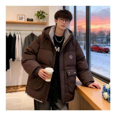 青少年羽绒服学生加厚保暖外套男生宽松大童连帽外套初高中上衣服