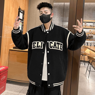 青少年情侣针织棉棒球服夹克外套秋冬时尚 加绒加厚男休闲上衣 男士