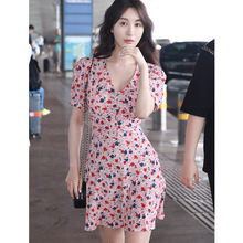 李菲儿同款连衣裙女夏 2020夏季新款短袖女装显瘦时尚热卖