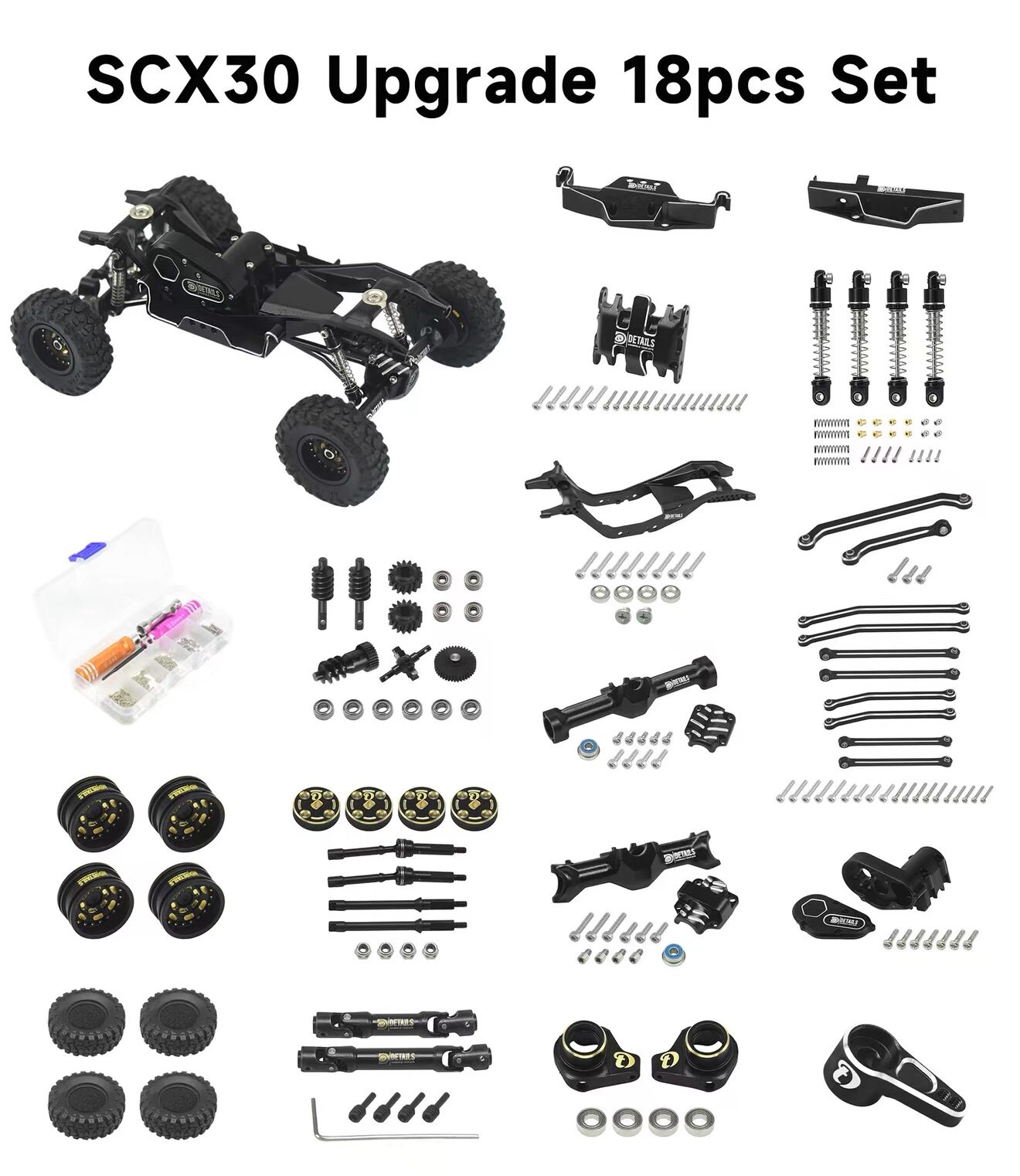 axial SCX30 1/30 铝合金18件套-单车架（不包含电设和遥控）