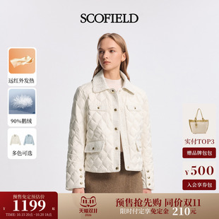 【预售免定金】Scofield女装90鹅绒粗花呢拼接羽绒服2026冬季新品