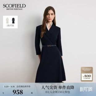 Scofield女装 连衣裙金属扣腰带 利落气质收腰A摆西装