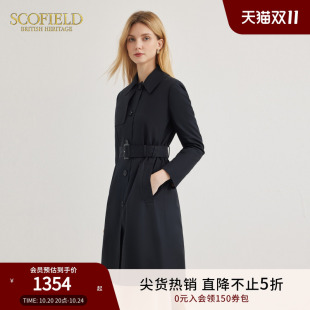 收腰风衣外套 通勤气质干练黑色中长款 Scofield女装 时尚