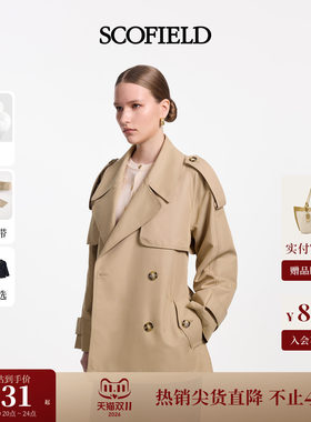 Scofield女装翻领双排扣风衣