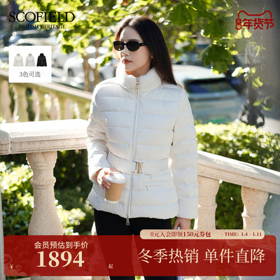 Scofield女鹅绒仿貂毛领羽绒服