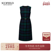 Scofield女装 羊毛100% 复古摩登撞色格纹背心连衣裙2025冬新品