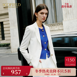 西装 外套夏季 老钱风高腰腰带可调节亚麻感西装 Scofield女装