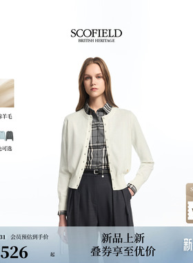 【含羊毛】Scofield女装简约圆领单排扣短款针织开衫2026春季新品