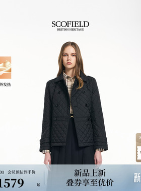 Scofield女装干练工装风菱格绗缝棉服双排扣设计2026春季新品