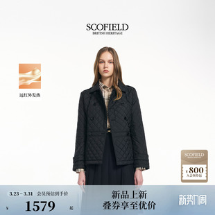 新品 风菱格绗缝棉服双排扣设计2026春季 干练工装 Scofield女装