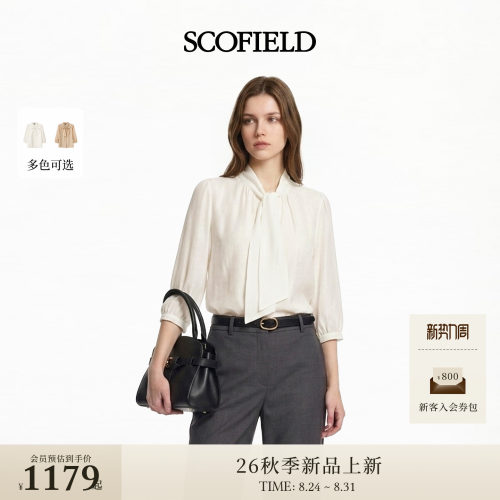 Scofield女装蝴蝶结飘带领衬衫