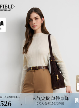 【绵羊毛+桑蚕丝】Scofield女装半高领针织衫不规则坑条