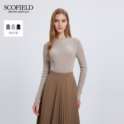 【羊毛100%】Scofield女可水洗半高领/圆领针织衫2025冬季新品