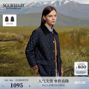 Scofield女装 灯芯绒领拼接菱格棉服外套秋冬 3M新雪丽