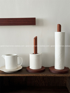 外贸 乌檀木立式卷纸架 厨房餐桌纸巾架免打孔黑胡桃色实木制收纳