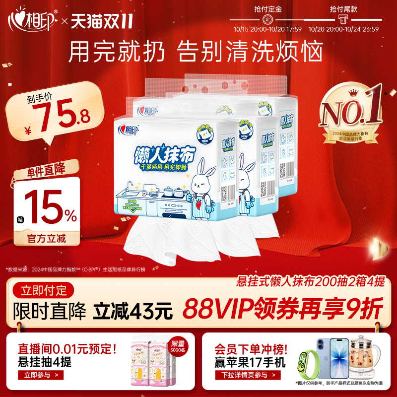 心相印悬挂式懒人抹布4提