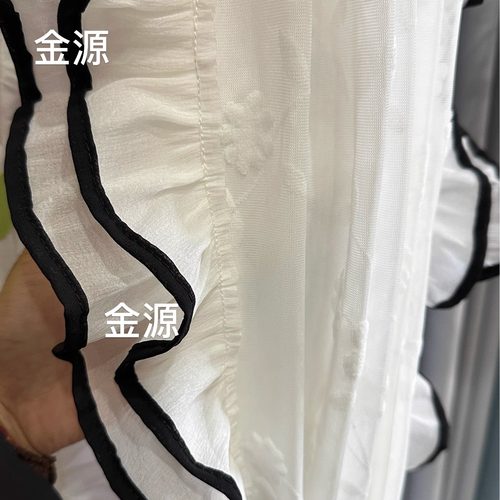 金源纺织新款纱帘花边带黑边双层花边法式风格窗帘配件立边