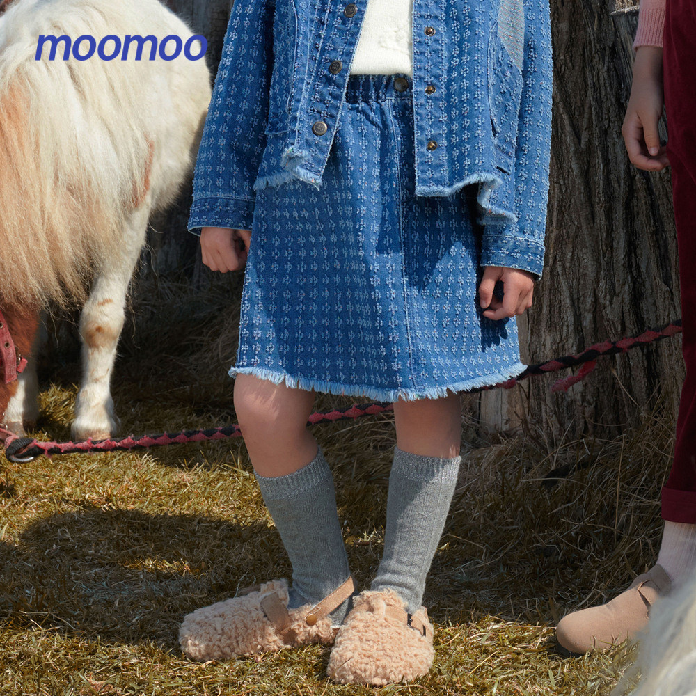 moomoo童装儿童洋气牛仔裙春秋新款女童提花半裙弹性休闲裙子时尚,童装/婴儿装/亲子装,半身裙,淘宝优惠券,粉丝福利购,淘宝优惠卷