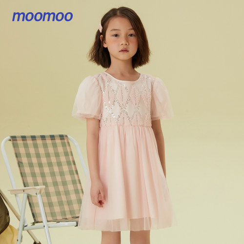 moomoo童装女童休闲时尚连衣裙