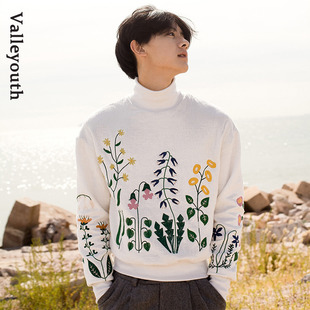 秋野 复古落肩Vintage宽松版重工刺绣套头卫衣 山谷少年原创男装