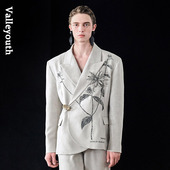 山谷少年原创男装 烁野 植物刺绣立体花复古时髦西装 设计