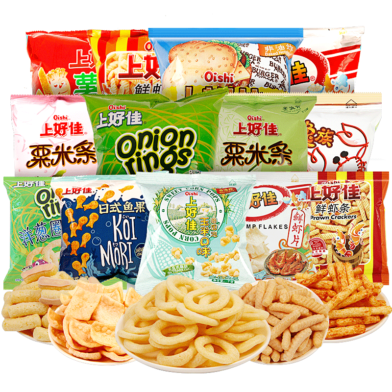 上好佳膨化薯片鲜虾零食儿童