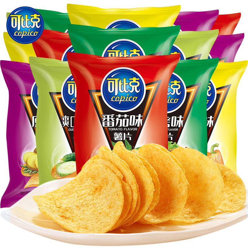 【88元选15件】可比克薯片32g袋装番茄口味休闲膨化整箱批发零食