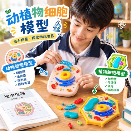 2026新款七年级生物植物细胞模型制作材料动物细胞半成品手工diy套装实验器材3d仿真真核细胞膜模型标本