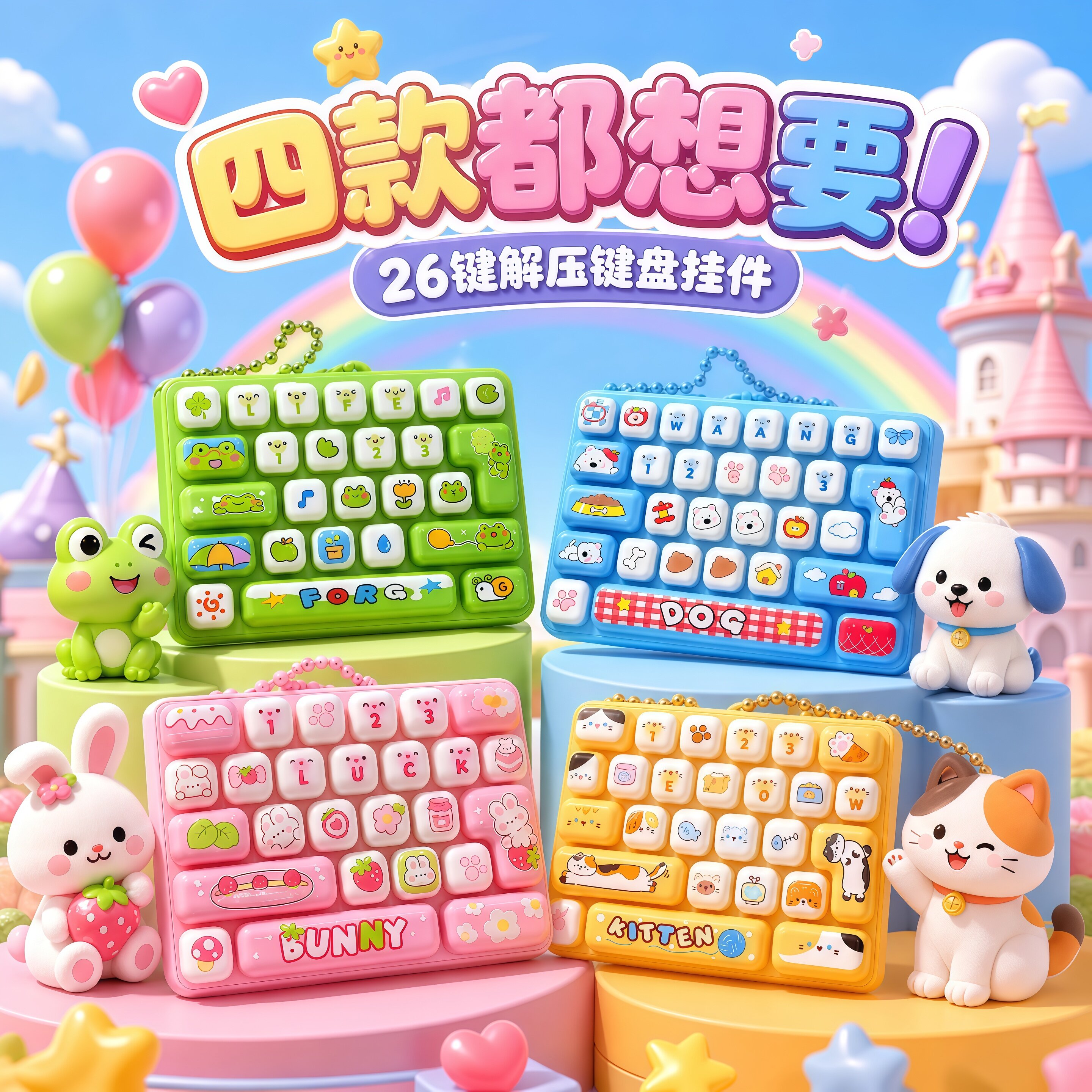 动物日记解压按键键盘钥匙扣图片