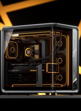 乔思伯BO400CG无立柱ATX主板铝制曲面海景房机箱360水冷ARGB灯效