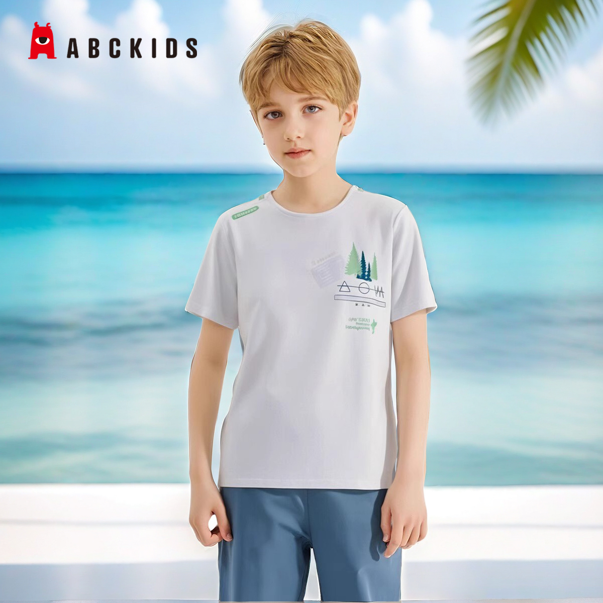 abckids圆领运动短袖T恤