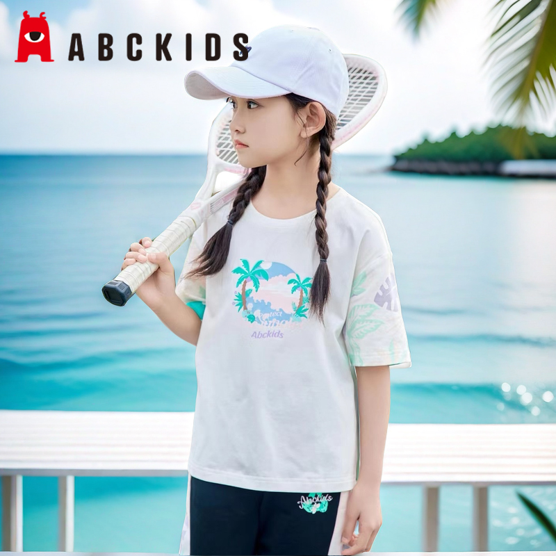abckids圆领运动短袖印花T恤