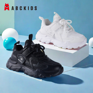 女童夜光运动鞋 男童2024春秋款 P433303332 儿童小白鞋 abckids童鞋