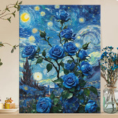 星空妖姬 diy数字油画丙烯填充手绘手工花卉治愈系减压油彩涂色画