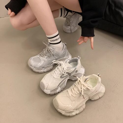 欧货早春新款老爹鞋女厚底轻便显