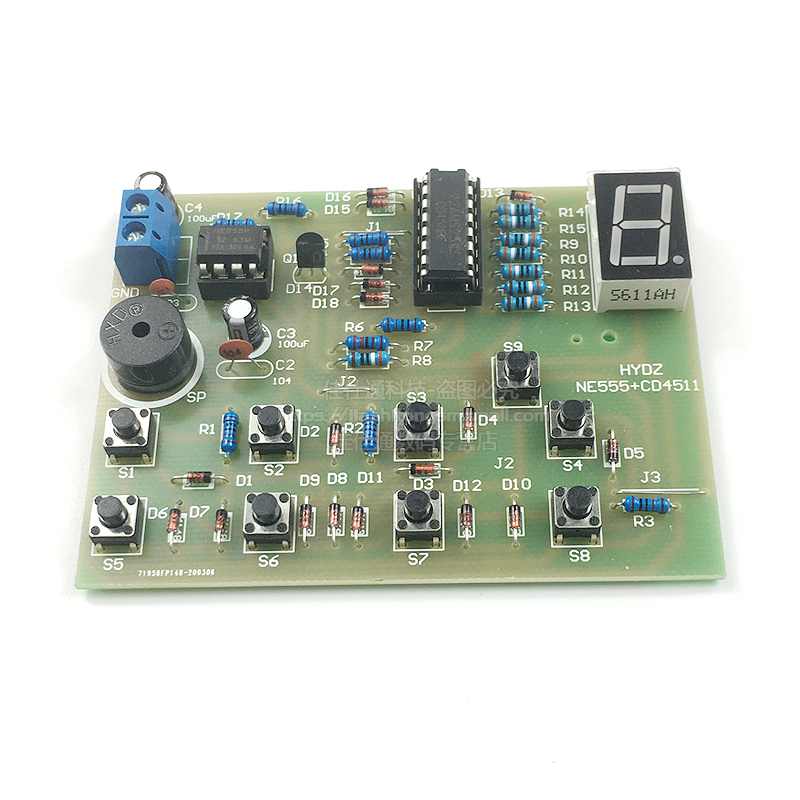 8路 八路抢答器 实训器材 CD4511 多路抢答器