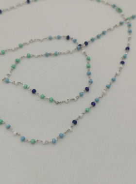 链条diy 混色小米珠铜链保色diy手工链条手工项链手链发簪配件