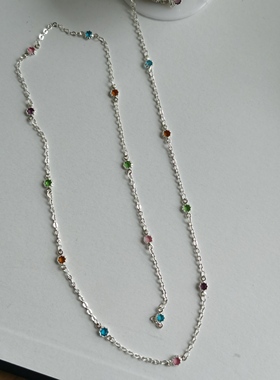 DIY链条 纯铜电泳保色波浪边混彩锆石古风叉流苏手作材料