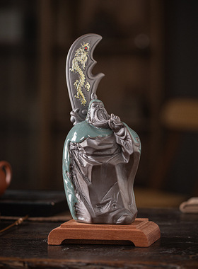 关公摆件陶瓷武财神羽像家