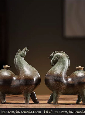 陶瓷唐马摆件小号招财客厅玄关酒柜桌面装饰品办公桌生肖马摆设