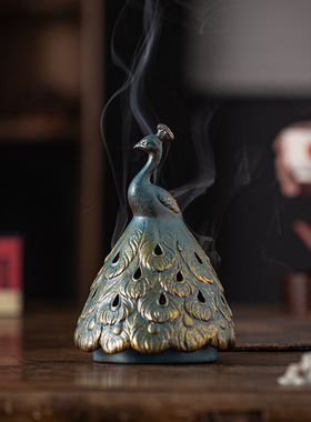 陶瓷香薰炉家用创意孔雀盘