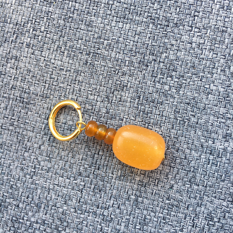 藏族特色男生单只耳环原创设计黄玉大颗石头纯银网红中性古风耳饰