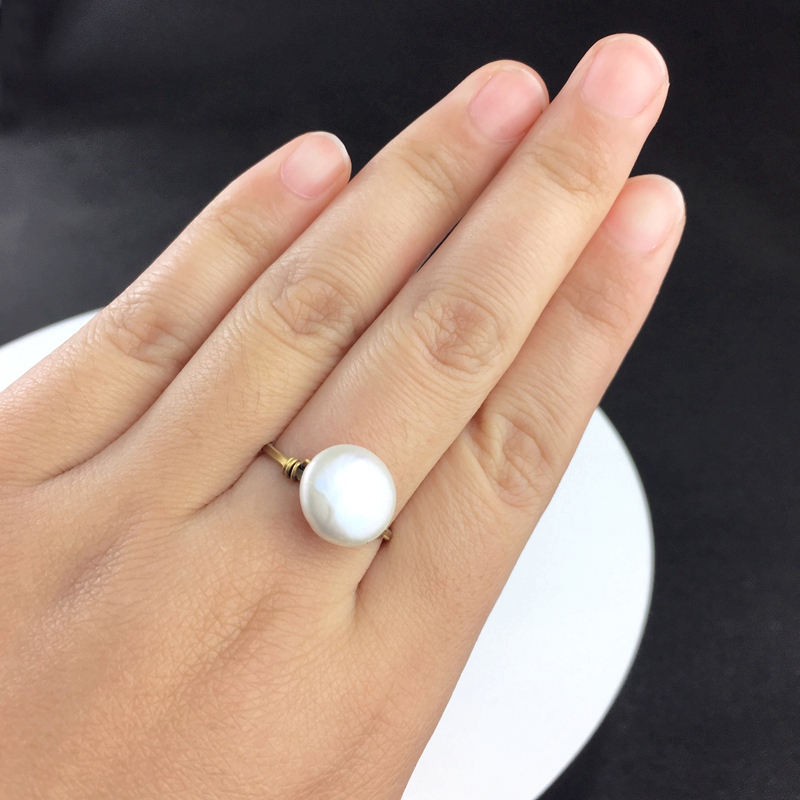 素元14k注金巴洛克ol戒指珍珠