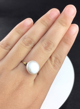 素元14k注金巴洛克ol戒指珍珠