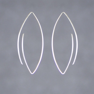 素元 S990足银椭圆耳环树叶子橄榄形个性耳饰日韩手工首饰可订制
