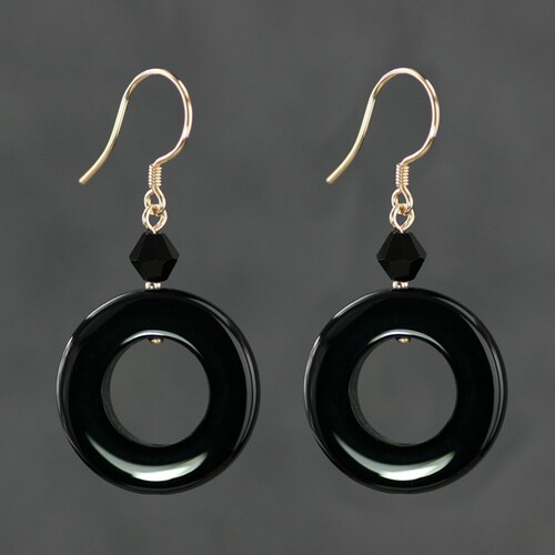 圆形黑玛瑙耳环素元首饰8.8折